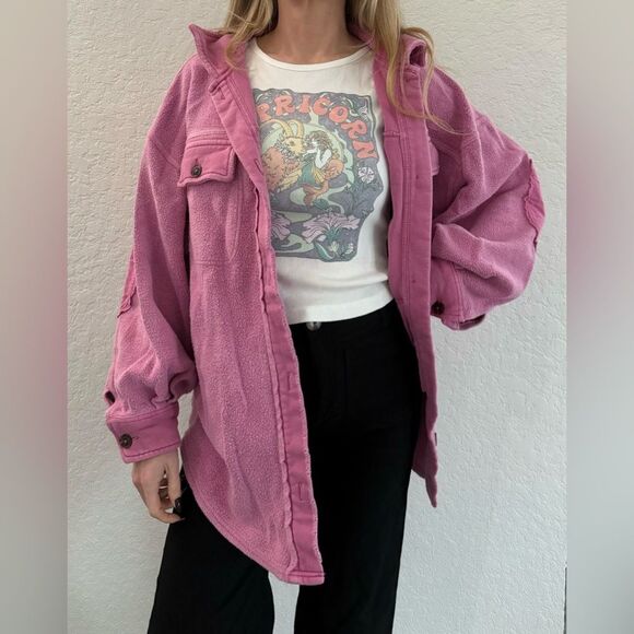 Free People Tops - Free People Pink Fleece Shacket (Size XS)